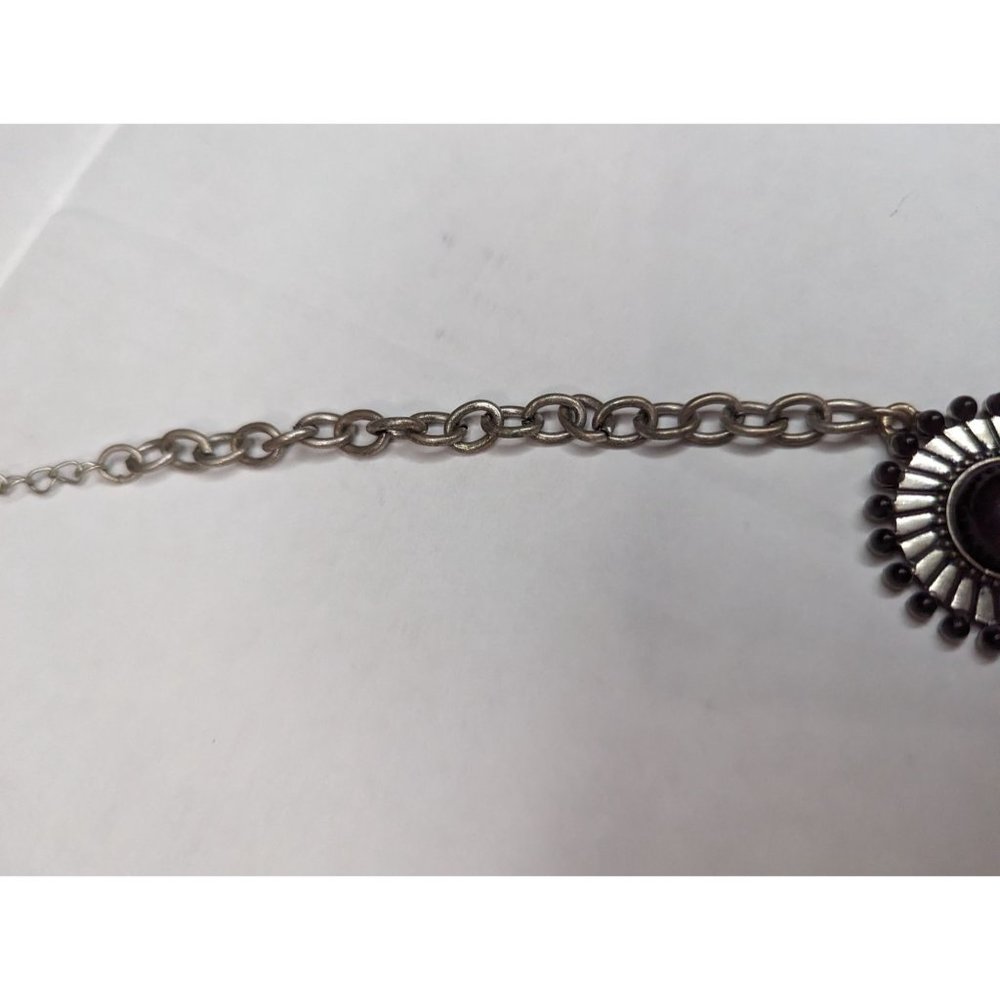 Statement costume jewelry silver tone western style sun burts black beads 21 inc - Picture 7 of 11